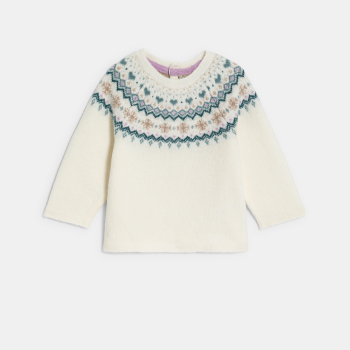 كنزة منسوجة من الجاكار باللون الأرجواني للفتيات الصغيرات